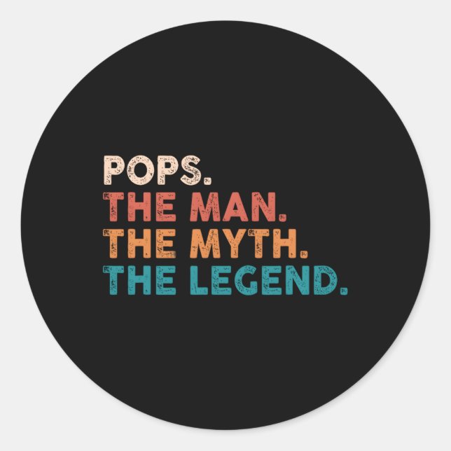Grandpa Pops The The Myth The Legend Fathers Day Classic Round Sticker (Front)