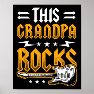 Grandpa Rocks Dad Guitar Poster