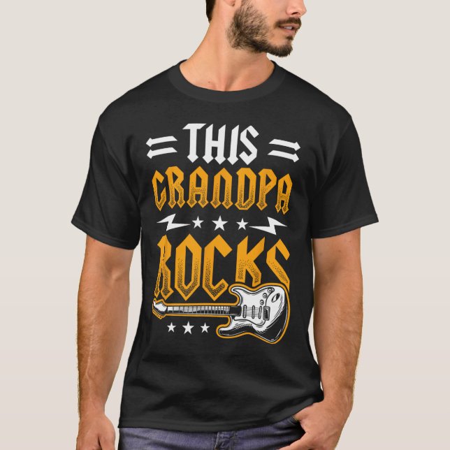 Grandpa Rocks Dad Guitar  T-Shirt (Front)