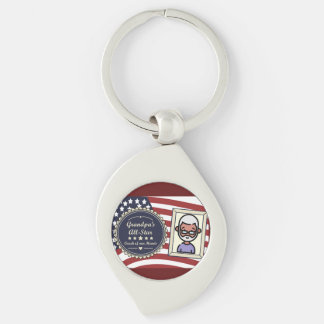 Grandpa’s All-Star Badge USA Flag Design Key Ring