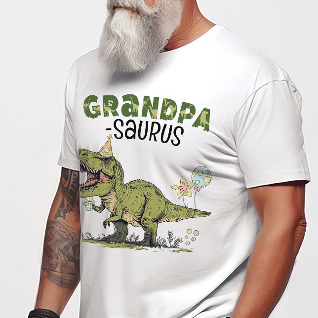 Grandpa-saurus Funny Dinosaur Kids Birthday Party T-Shirt (Cute Grandpa-saurus dinosaur theme kids birthday party matching family shirt, T-Rex, 3-Rex, grandma)
