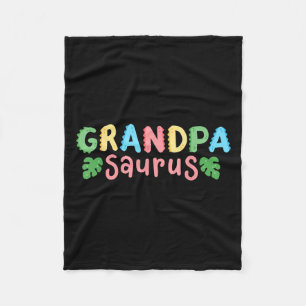 Grandpa Saurus Kids Dinosaur Birthday Party Family Fleece Blanket