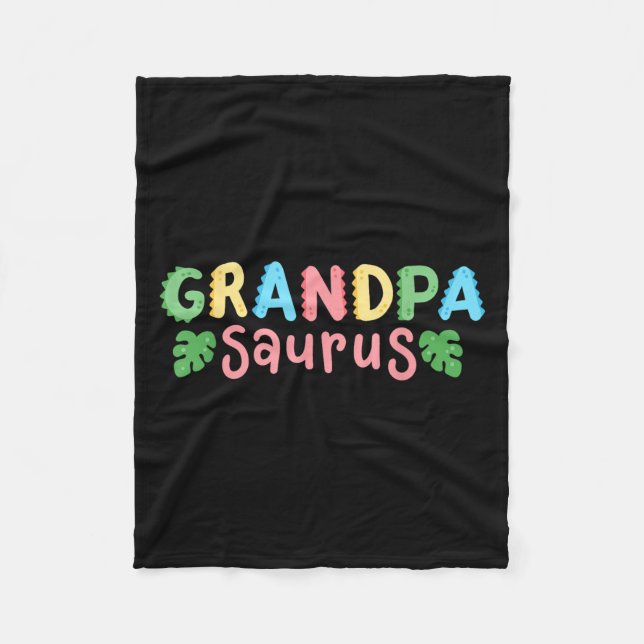 Grandpa Saurus Kids Dinosaur Birthday Party Family Fleece Blanket (Front)