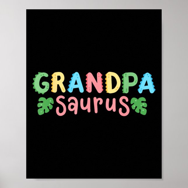 Grandpa Saurus Kids Dinosaur Birthday Party Family Poster (Front)