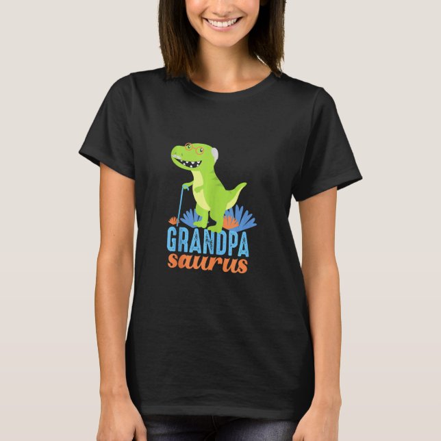 Grandpa Saurus Rex Dinosaur Kids T-Shirt (Front)