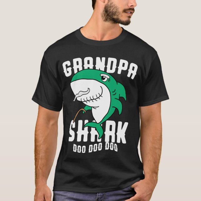 Grandpa Shark Daddy Birthday Halloween Christmas T-Shirt (Front)