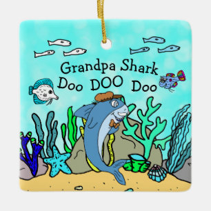 Grandpa Shark Family Christmas Ornament