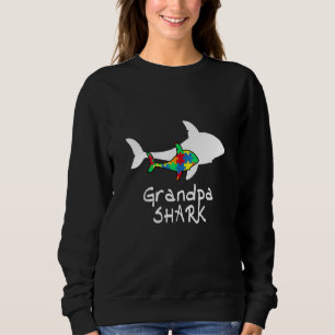 Grandpa Shark Puzzle Piece Cool Autism Awareness Sweatshirt