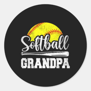 Grandpa Softball Player Game Day Father's Day Gift Classic Round Sticker
