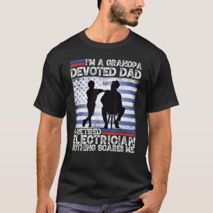 Grandpa Son And Fathers Day Retired Electrician W T-Shirt