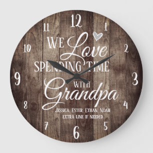 Grandpa Spending Time with Custom Name Large Clock