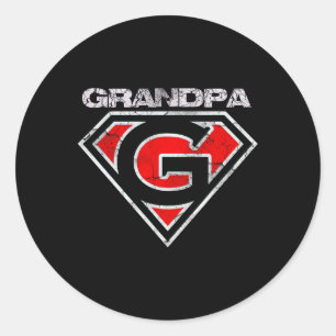 Grandpa Superhero Funny Gift Fathers Day Shirt Classic Round Sticker