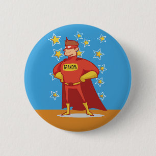 Grandpa Superhero on Father's Day 6 Cm Round Badge