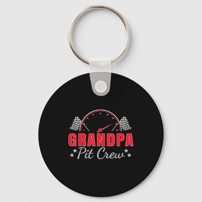 Grandpa T Crew Race Car Driver Birthday Party Raci Key Ring (Front)