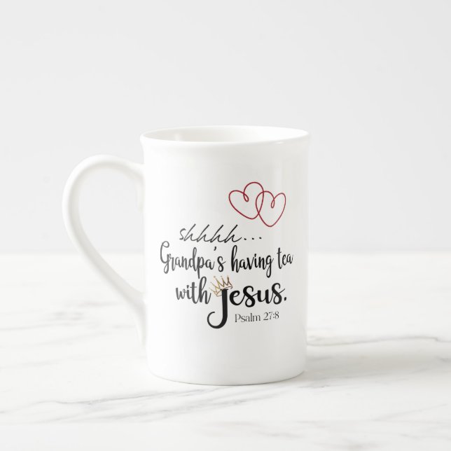 GRANDPA TEA WITH JESUS Christian Quiet Time  Bone China Mug (Left)