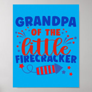 Grandpa The Little Fireer 4th Of July Birthday Poster