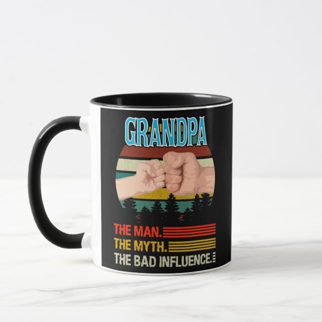 Grandpa The Man Myth The Bad Influence Father Day Mug (Left)