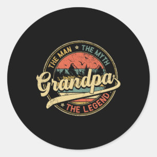 Grandpa The Man The Myth The Legend Distressed Fat Classic Round Sticker