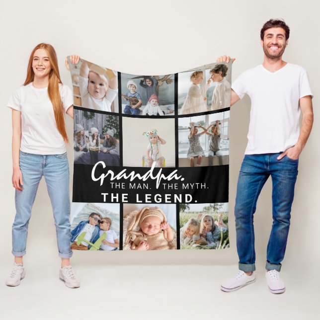 Grandpa. The Man. The Myth. The Legend. | Photo Fleece Blanket (In Situ)