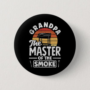 Grandpa The Master Of Smoke Father's Day Bbq 6 Cm Round Badge