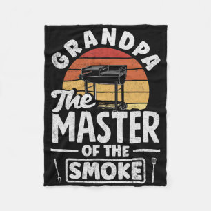Grandpa The Master Of Smoke Father's Day Bbq Fleece Blanket