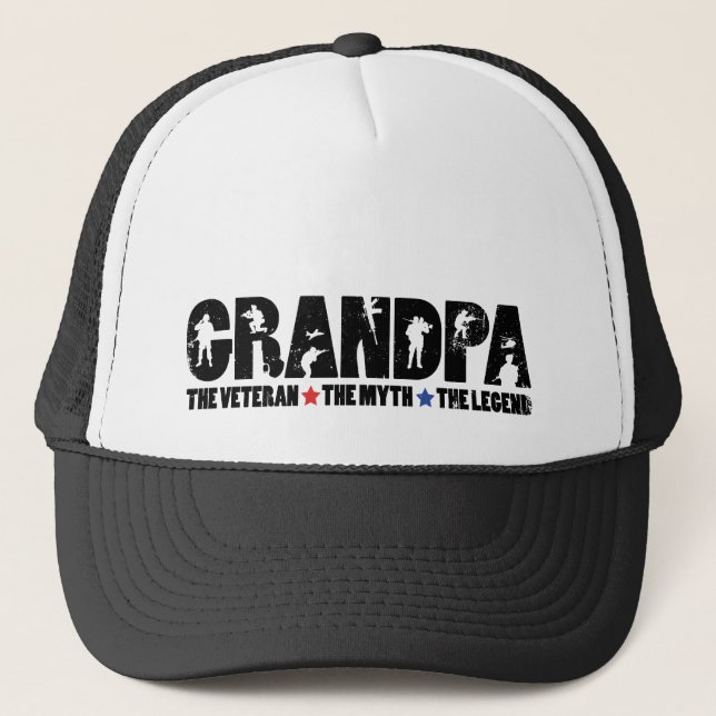 Grandpa The Veteran The Myth The Legend Gift Trucker Hat (Front)