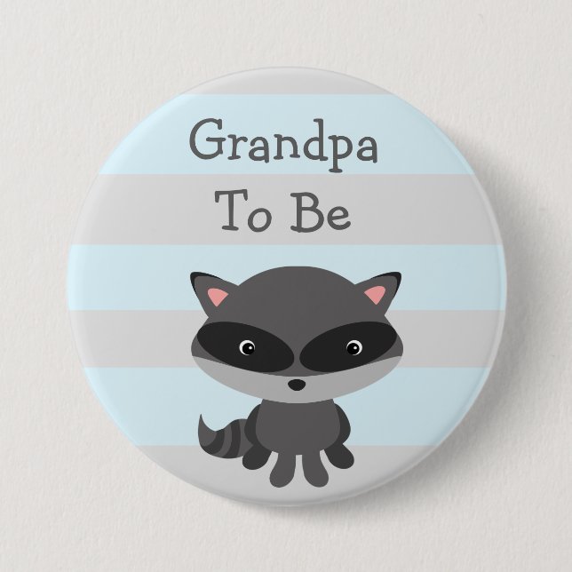 Grandpa to Be Button Racoon Woodlands Theme (Front)