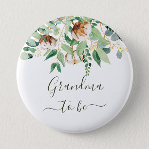 Grandpa To Be Eucalyptus Greenery Grandfather 6 Cm Round Badge