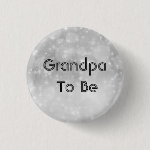 Grandpa To Be Glitter Silver Bokeh Baby Shower 3 Cm Round Badge