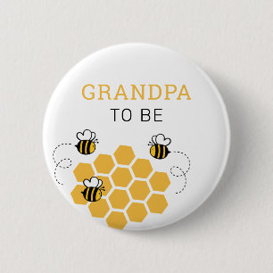 Grandpa To Be Honey Bee Baby Shower 6 Cm Round Badge