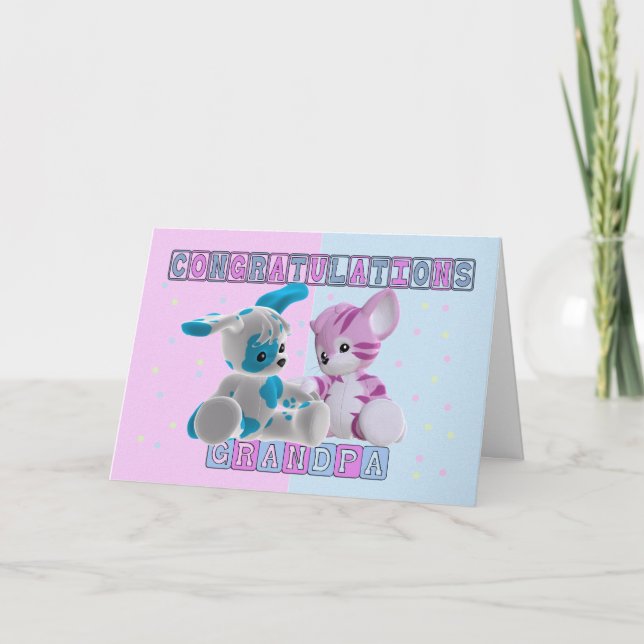 Grandpa To Twins Congratulations Card (Front)