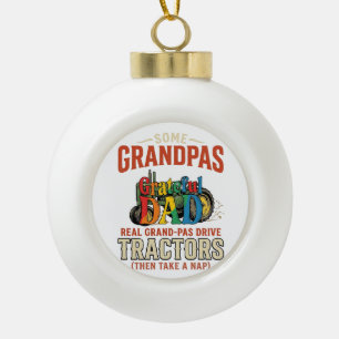Grandpa Tractor Vintage Farm Nap Shirt Design_1 Ceramic Ball Christmas Ornament