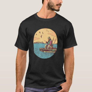 Grandpa Travelling While Hiking Camping Fishing In T-Shirt