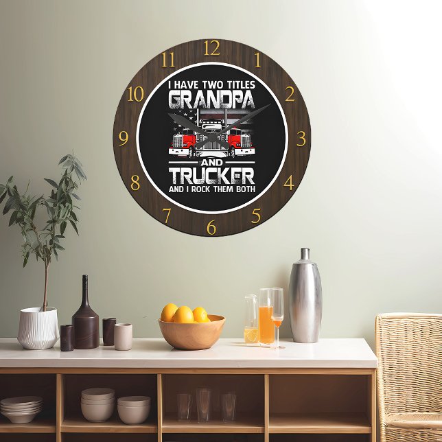 Grandpa Trucker "Rock Them Both" Large Clock (Creator Uploaded)