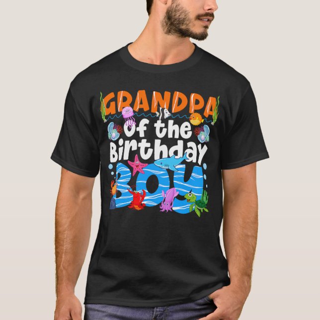 Grandpa Under Sea Birthday Party Ocean Sea Animals T-Shirt (Front)