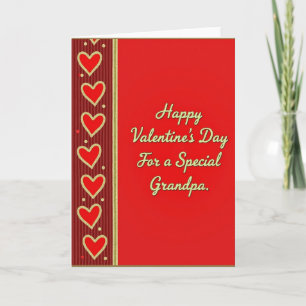Grandpa Valentines Striped Hearts Card