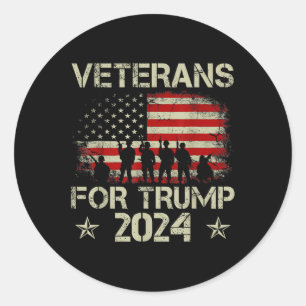 Grandpa Veterans For Trump 2024 American Flag 4th Classic Round Sticker