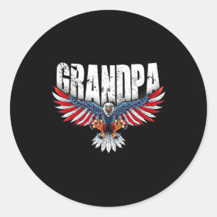 Grandpa Vintage Usa Flag Bald Eagle Patriotic 4th Classic Round Sticker