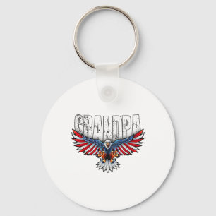 Grandpa Vintage Usa Flag Byld Eagle Patriotic 4th  Key Ring
