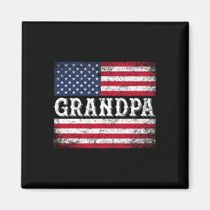 Grandpa Vintage Usa Flag Patriotic 4th Of July Magnet