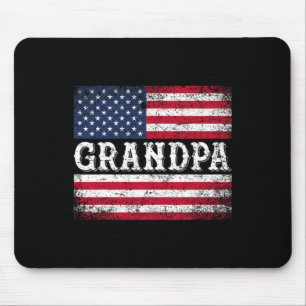 Grandpa Vintage Usa Flag Patriotic 4th Of July Mouse Pad