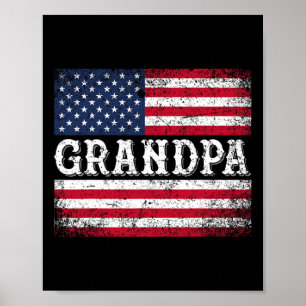 Grandpa Vintage Usa Flag Patriotic 4th Of July Poster