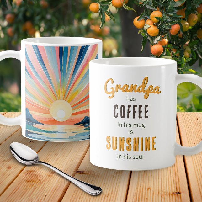 Grandpa Watercolor Sunrise Inspiring Quote Coffee Mug (A coffee mug for Grandpa with colorful sunrise illustration and uplifting quote)