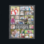 Grandpa We Love You 19 Photo Collage Custom Colour Fleece Blanket<br><div class="desc">Create a modern, unique, photo keepsake blanket for a special grandfather utilising this easy-to-upload photo collage template with 19 pictures in a variety of shapes and sizes with the title WE LOVE YOU GRANDPA in fancy calligraphy typography accented with hearts in your choice of colours (shown in white against grey)....</div>