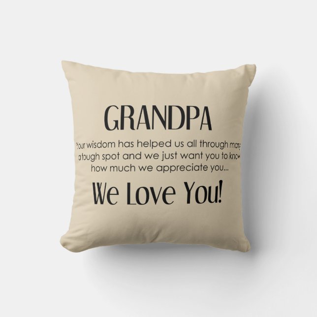 Grandpa We Love You Appreciation Pillow (Front)