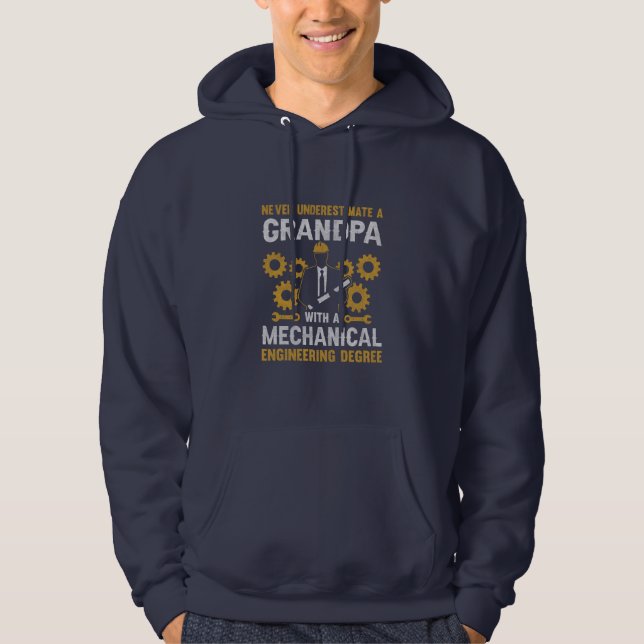 Grandpa With A Mechanical Engineering Hoodie (Front)