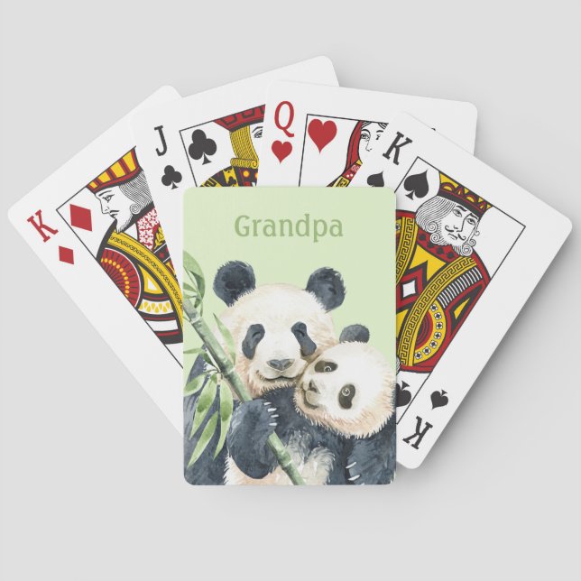 Grandpa With Grandchild Playing Cards | Pandas (Back)