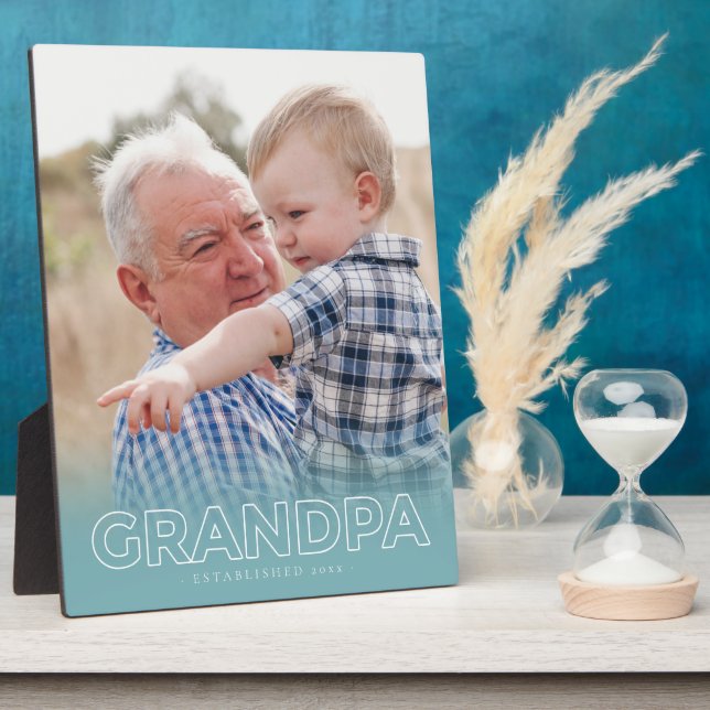 "Grandpa" Year Established | Father's Day Photo Pl Plaque (Side)
