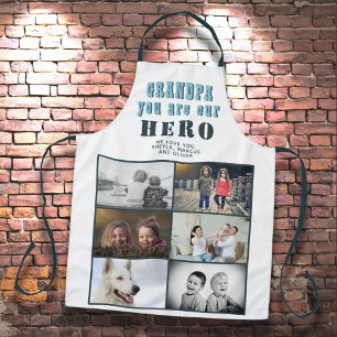 Grandpa you are our Hero 6 Photo Collage  Apron