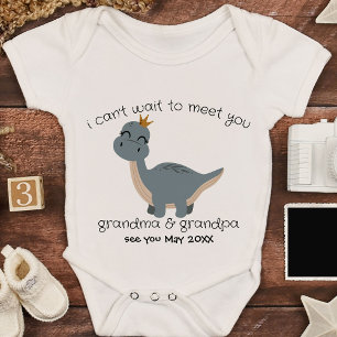 Grandparent Baby Announcement Boho Dinosaur Baby Bodysuit